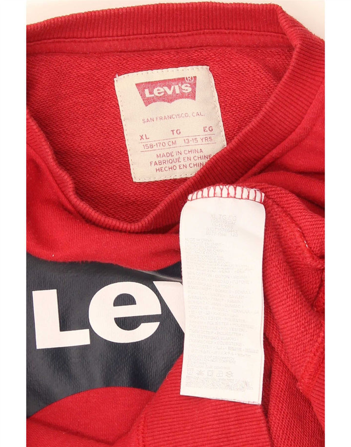 Levi's Boys Grafisk Sweatshirt Jumper 13-14 år XL Rød Bomuld