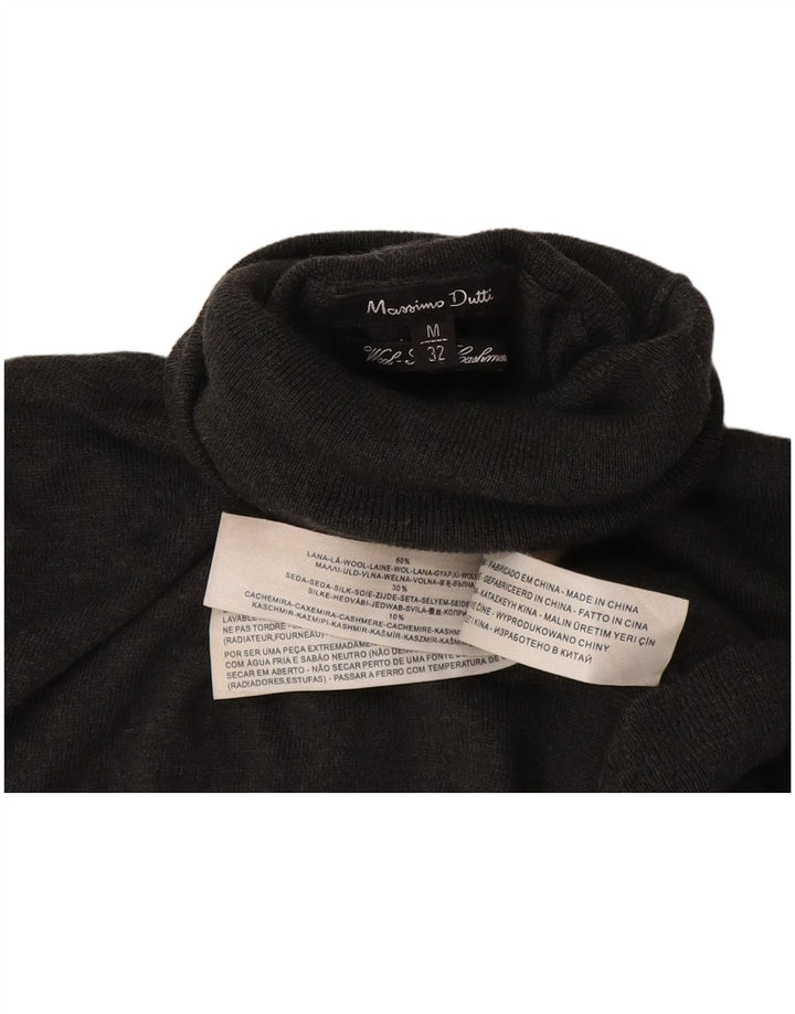 Massimo Dutti Dame Rullehals Sweater UK 12 Medium Grå Uld