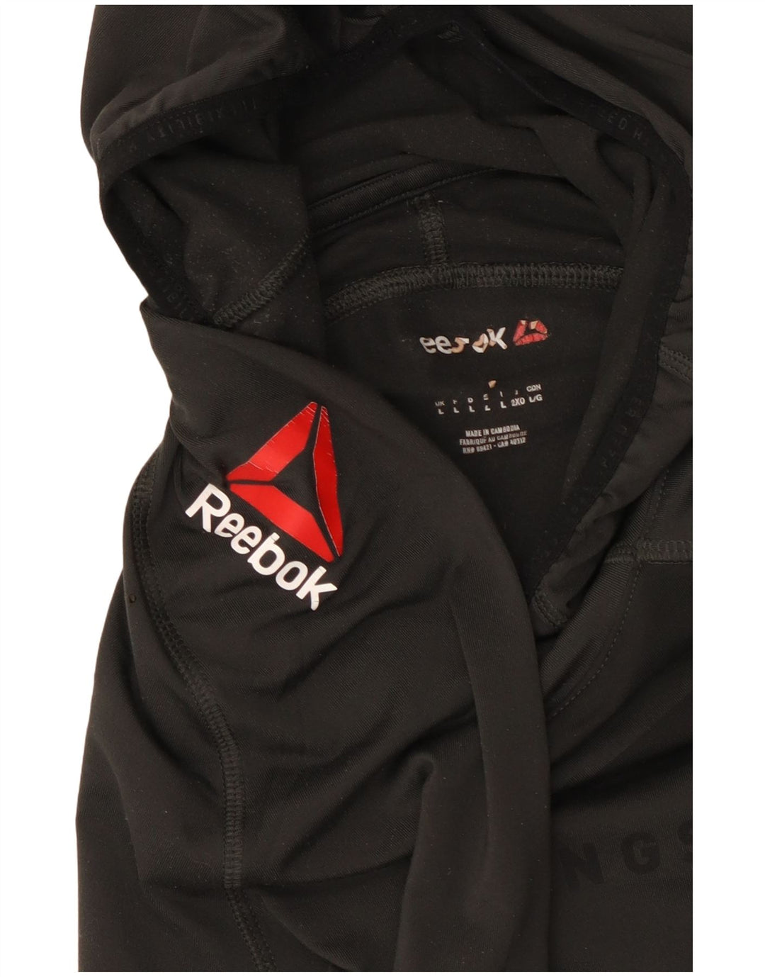Reebok Herre Hooded Grafisk Top Langærmet Stor Sort Polyester