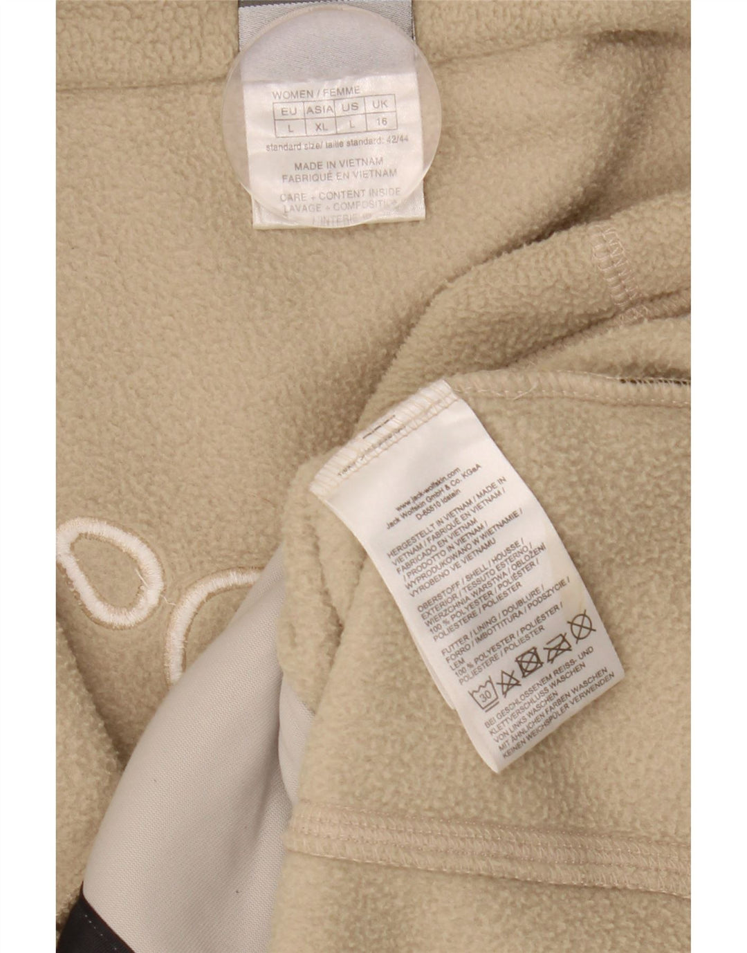 Jack Wolfskin Dame Grafisk Liner Fleecejakke UK 16 Large Beige