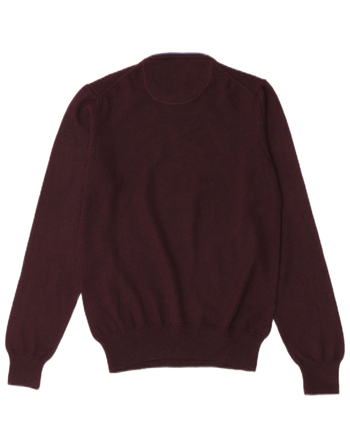 Brooksfield Herre Crew Neck Jumper Sweater IT 46 Small Maroon Virgin Wool