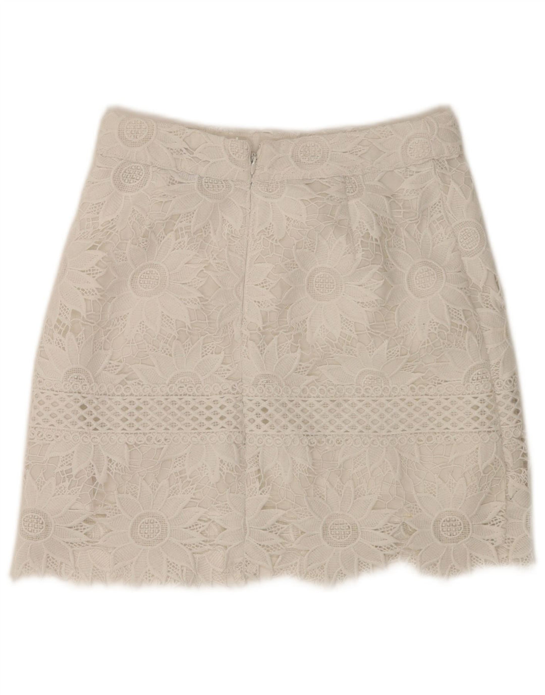 Topshop Dame Mini-nederdel UK 8 Small W28 White Floral Polyester
