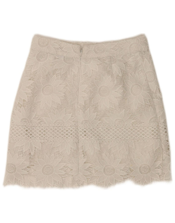 Topshop Womens Mini Skirt UK 8 Small W28 White Floral Polyester