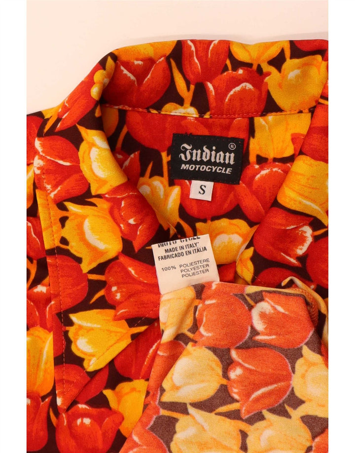 Vintage herre ærmeløs skjorte lille flerfarvet blomstret polyester