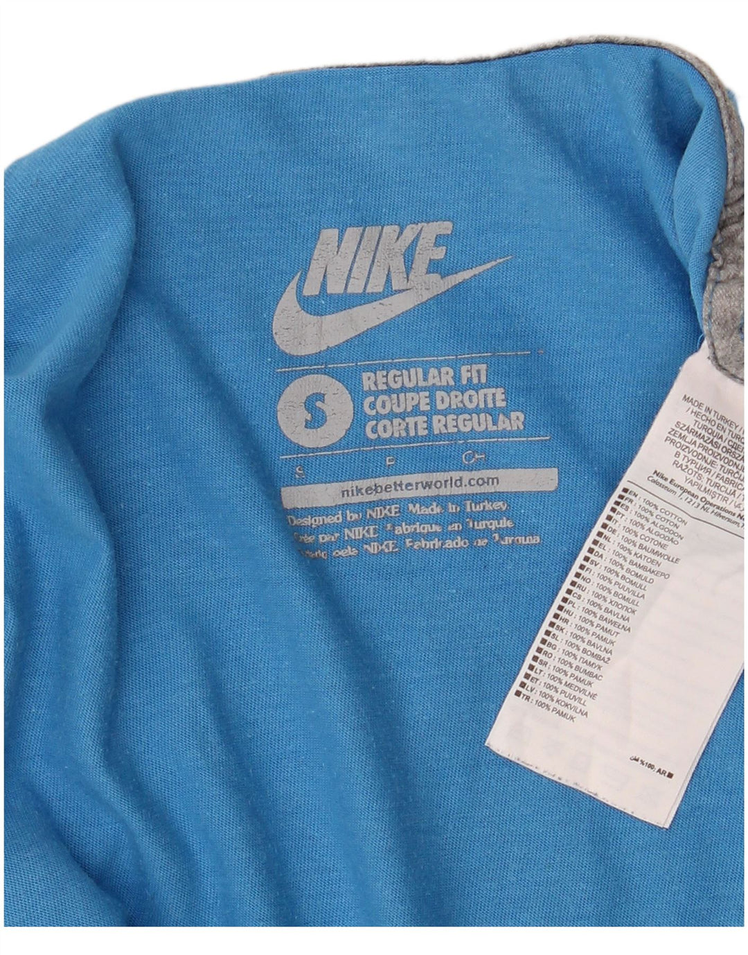 Nike Herre Regular Fit Grafisk T-Shirt Top Lille Blå Bomuld