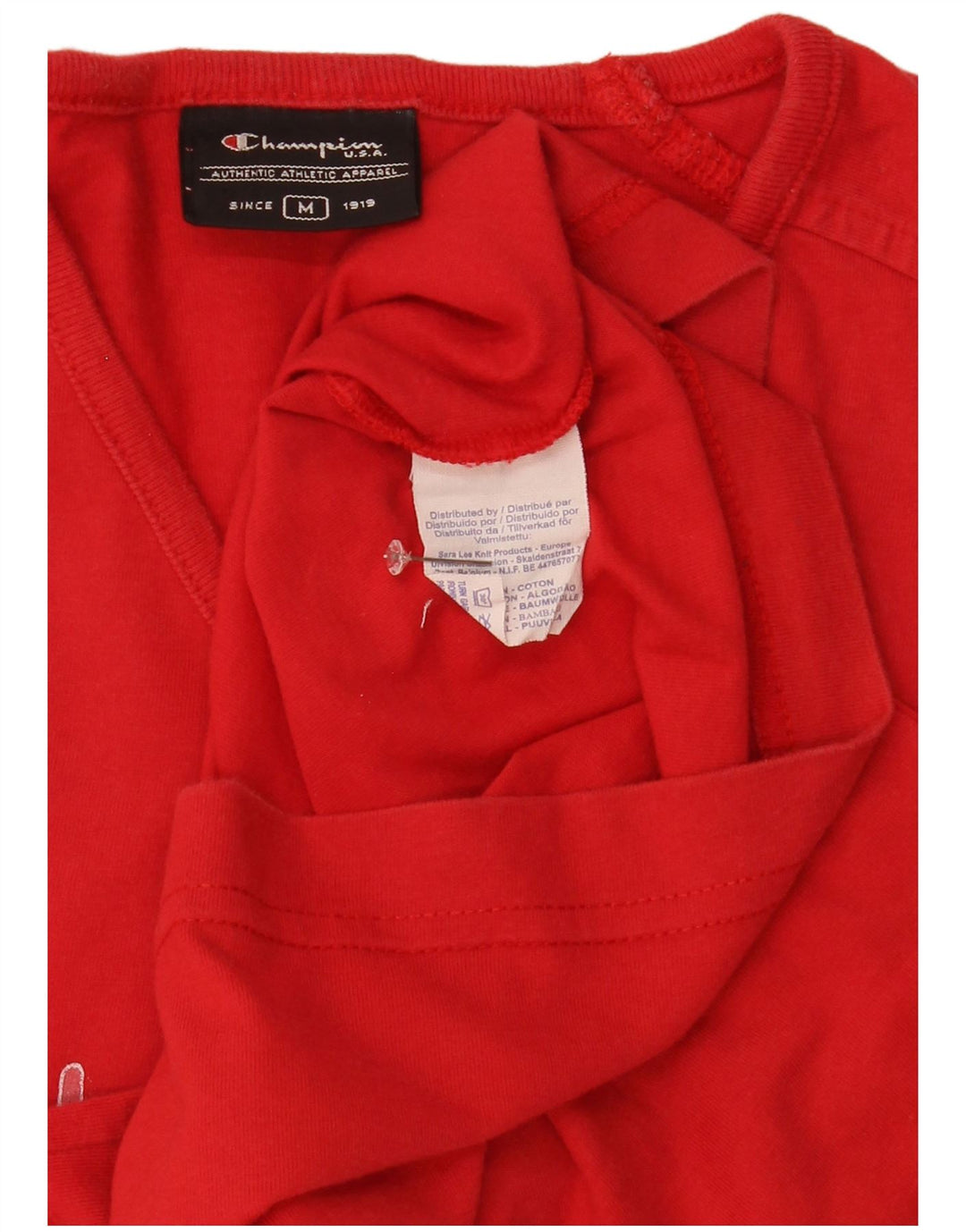 Champion Dame Grafisk T-Shirt Top UK 12 Medium Rød Bomuld
