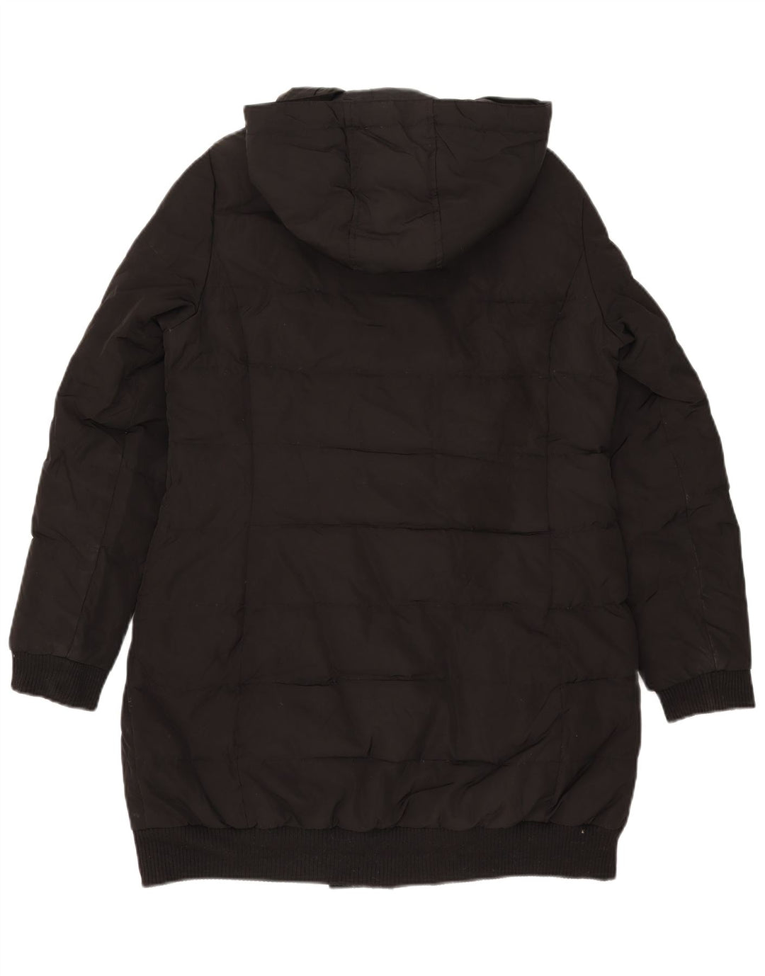 Zara Dame Hætte Polstret Frakke UK 18 XL Sort Polyester