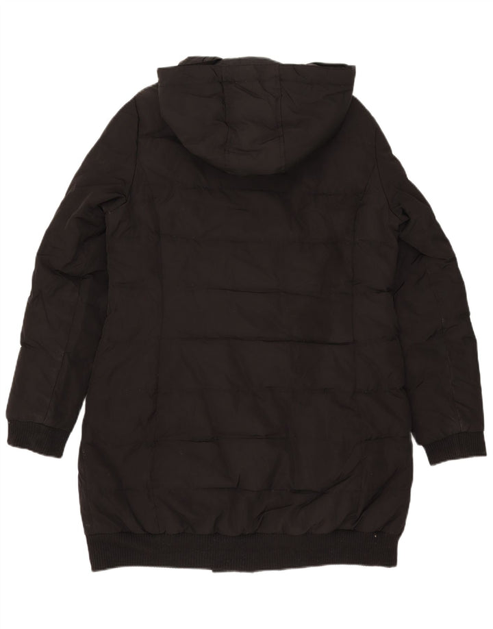 Zara Dame Hætte Polstret Frakke UK 18 XL Sort Polyester