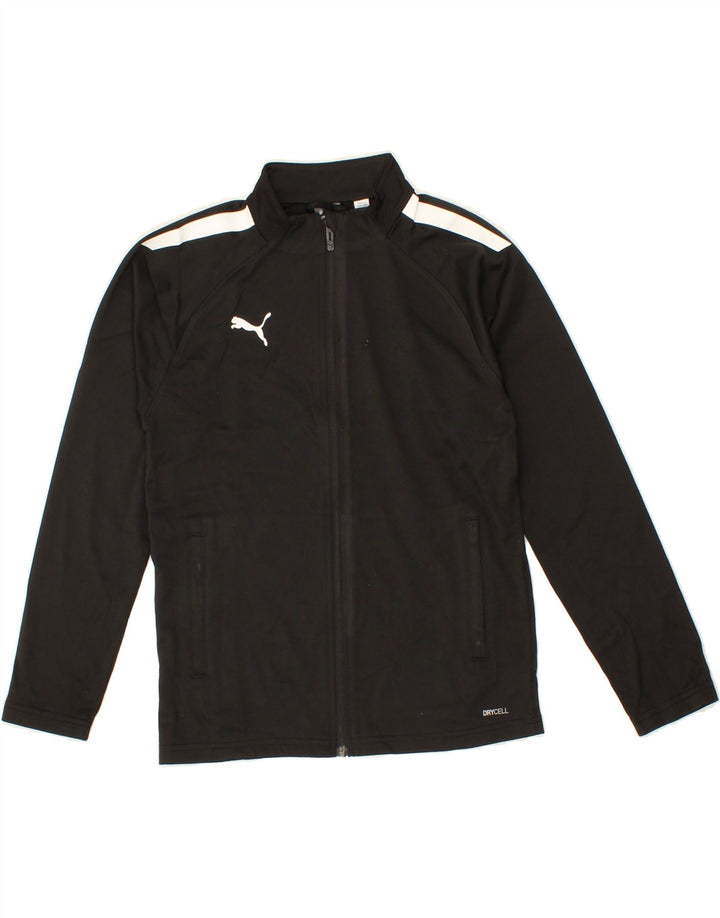 PUMA Boys Tracksuit Top Jacket 11-12 Years Large Black Polyester Vintage Puma and Second-Hand Puma from Messina Hembry 