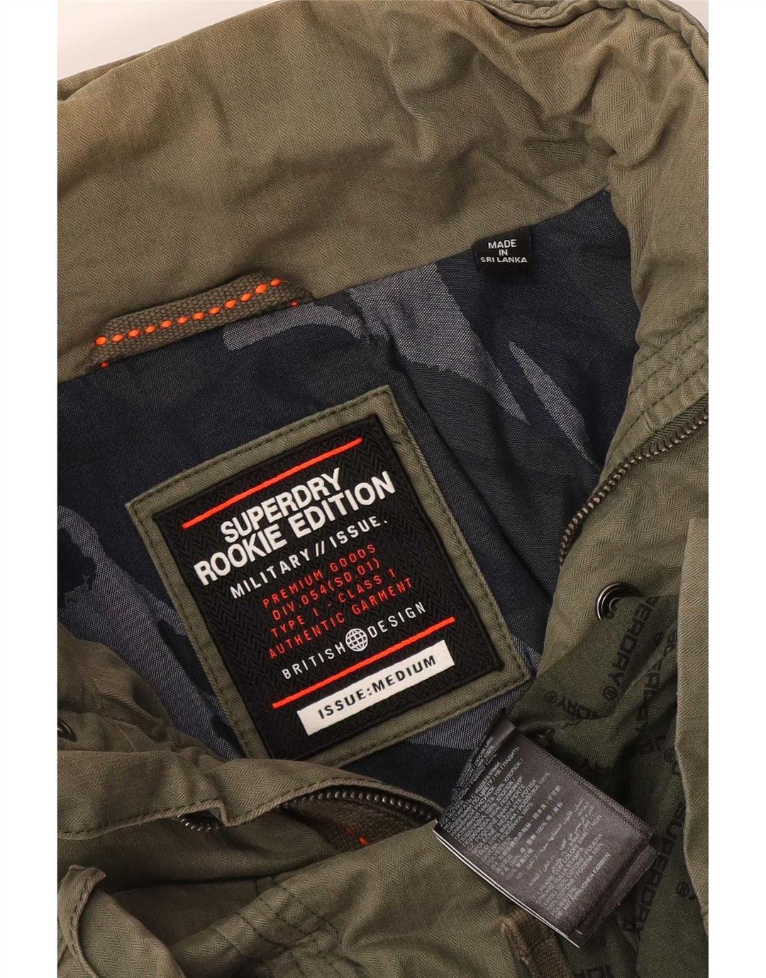 Superdry Militærjakke med hætte til mænd UK 38 Medium Khaki Bomuld