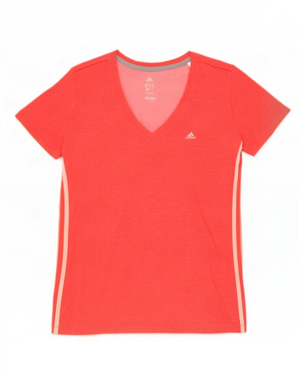 Adidas Dame Climalite T-Shirt Top UK 20/22 XL Rød Bomuld