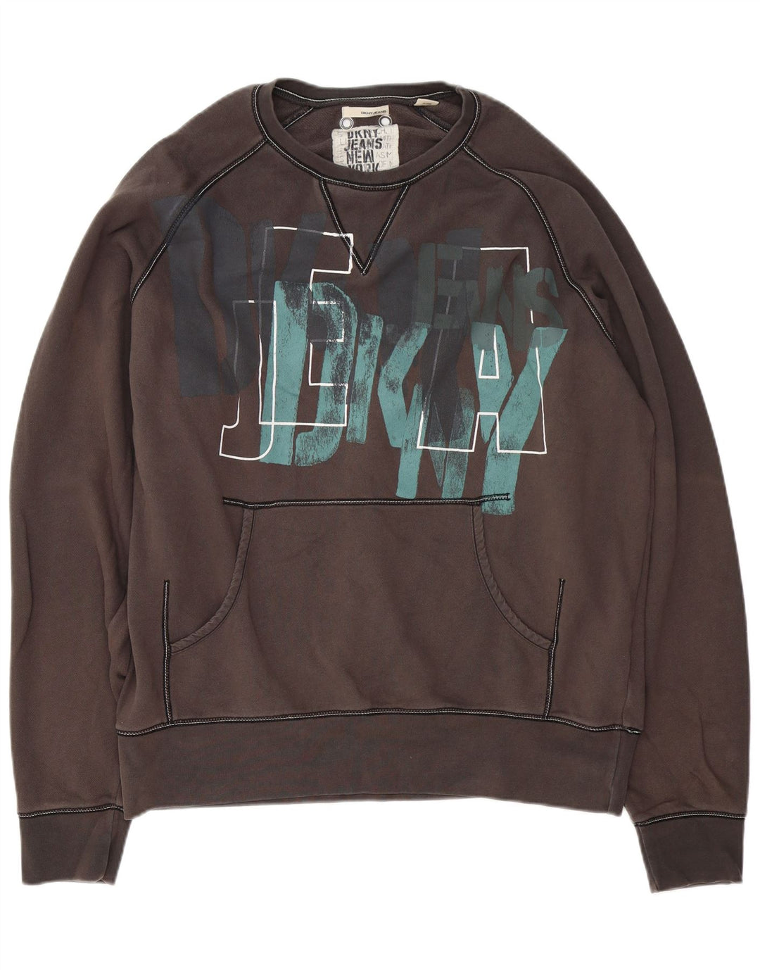 Dkny Herre Grafisk Sweatshirt Jumper XL Grå Bomuld