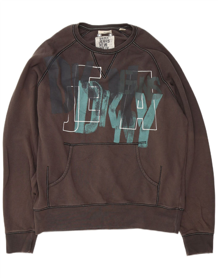 Dkny Herre Grafisk Sweatshirt Jumper XL Grå Bomuld