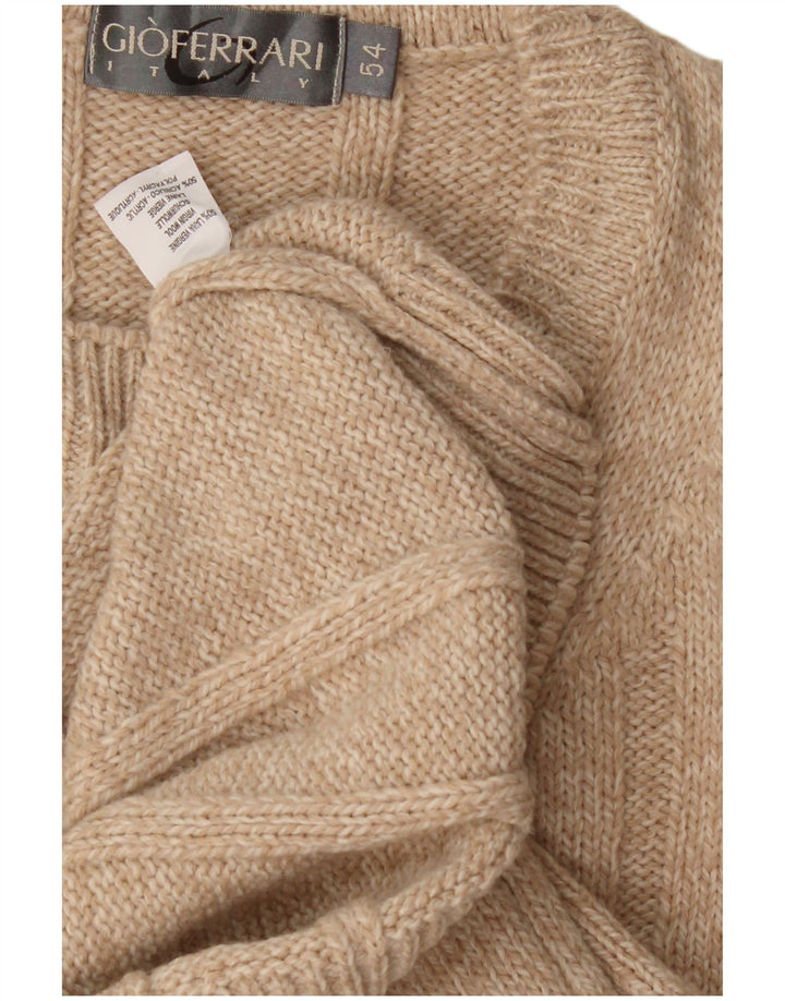 Gioferrari Herre V-hals sweater IT 54 XL Beige Uld