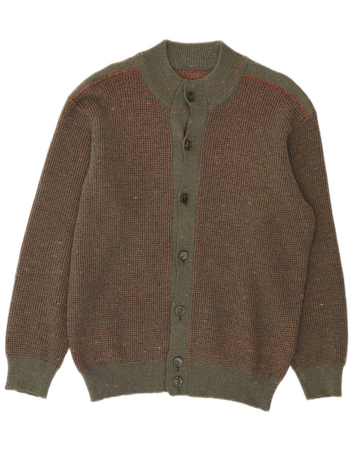 Vintage herre cardigan sweater Medium brun flækket uld