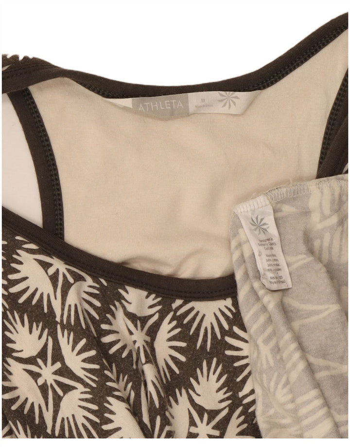 Athleta Dame ærmeløs Maxikjole UK 12 Medium Grey Geometrisk Bomuld