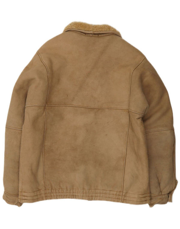Vintage Herre Shearling Jacket UK 38 Medium Brown