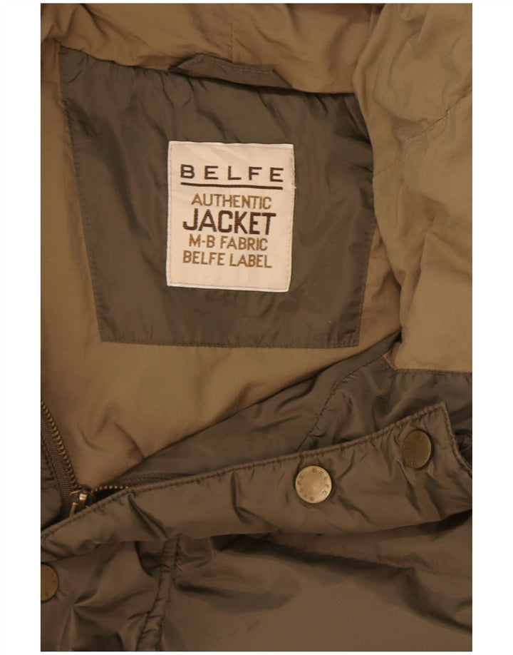 Belfe Herre hættepolstret jakke UK 44 2XL Khaki Polyamid