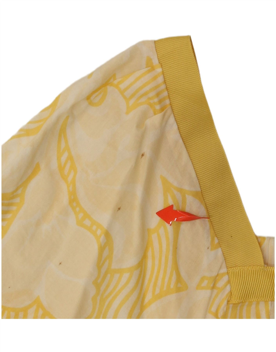 MOSSIMO Womens Crop Bluse Top UK 16 Large Yellow Floral Cotton