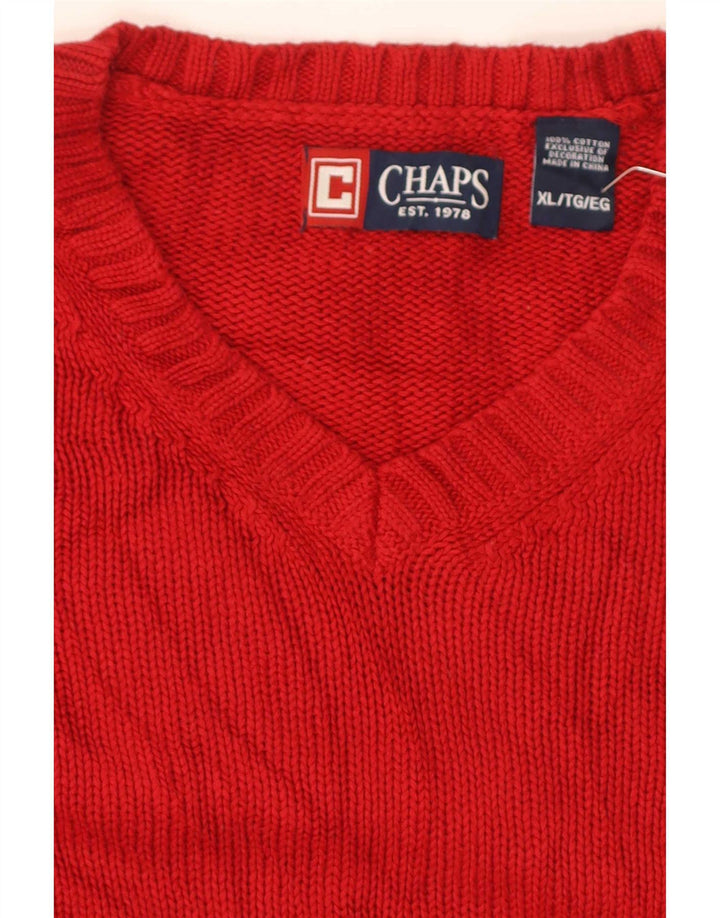 Chaps Herre Regular Fit V-hals sweater XL Rød Bomuld