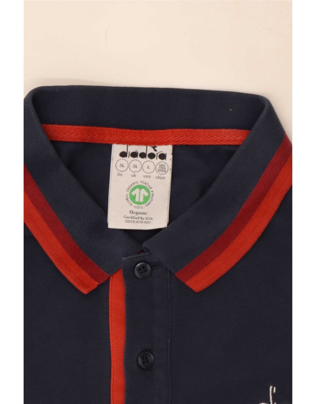 Diadora herre poloshirt XL marineblå stribet