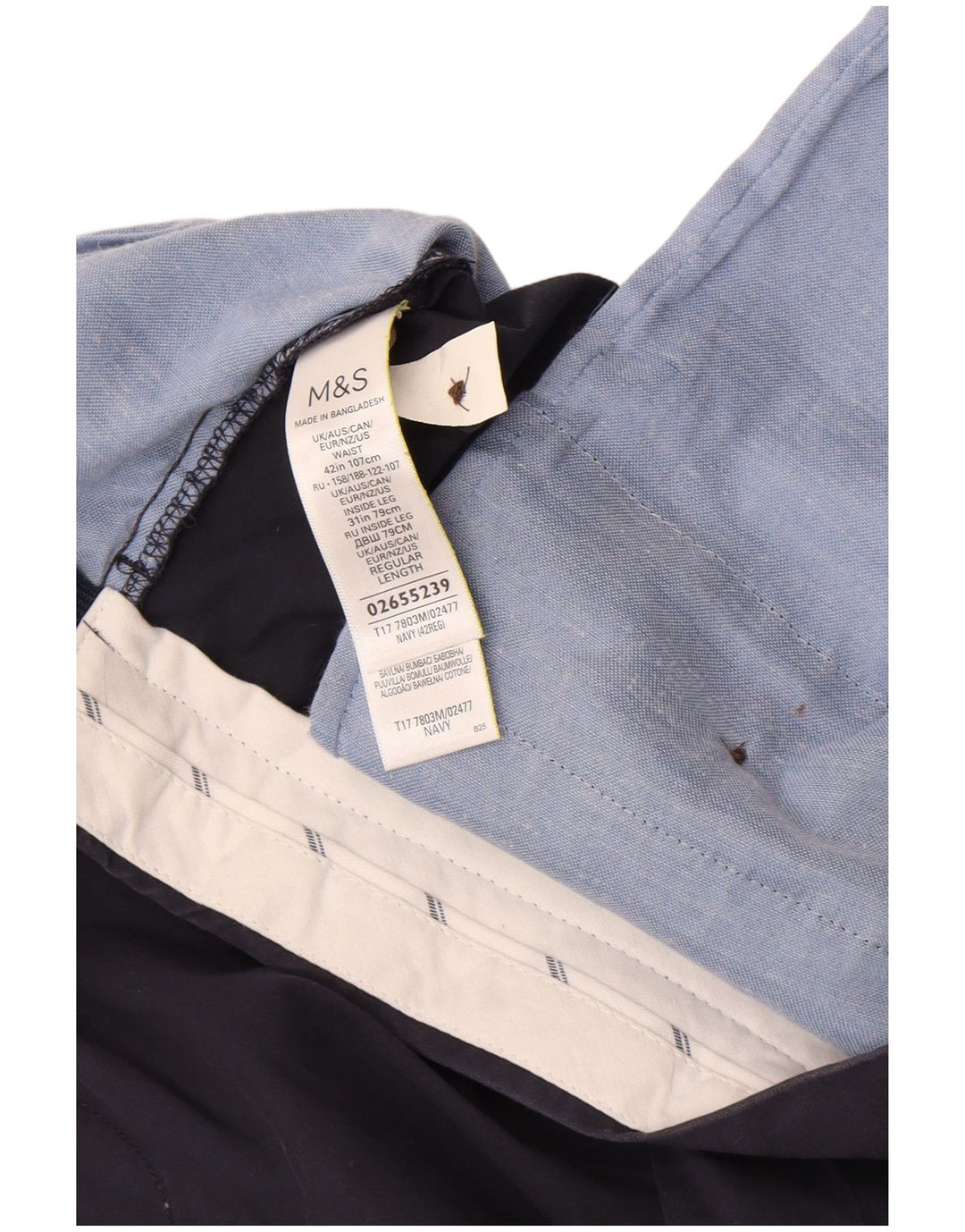 Marks & Spencer Herre Chino Shorts W42 2XL Marineblå Bomuld