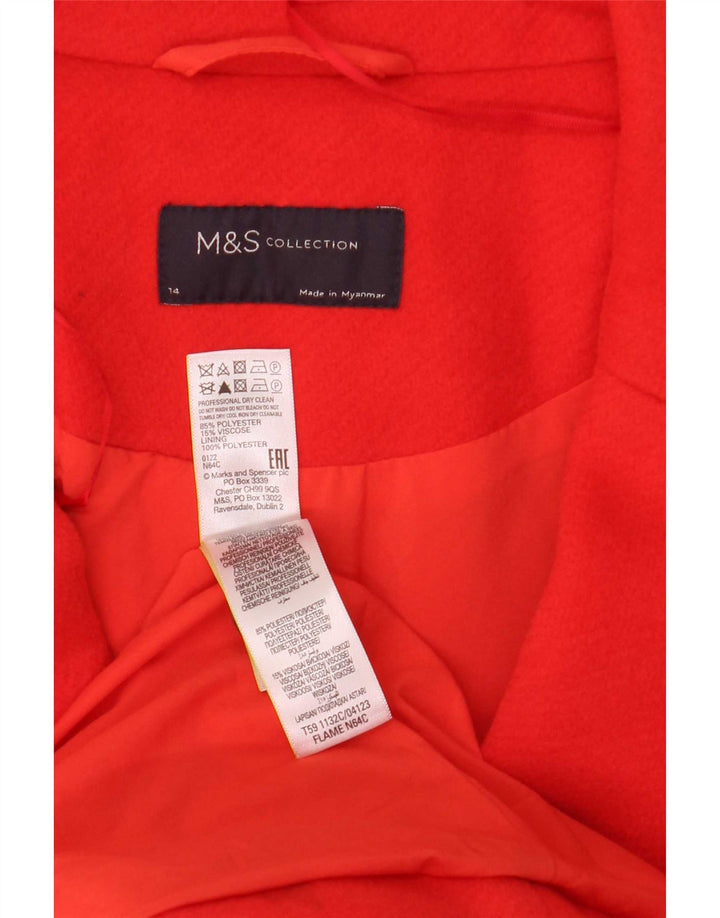 Marks & Spencer Dame Overfrakke UK 14 Large Rød Polyester
