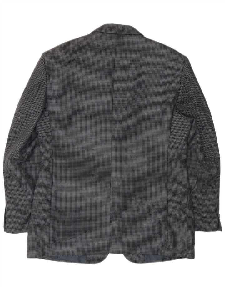 Farah Herre 2-knaps blazerjakke UK 40 Large Navy Blue Houndstooth Uld