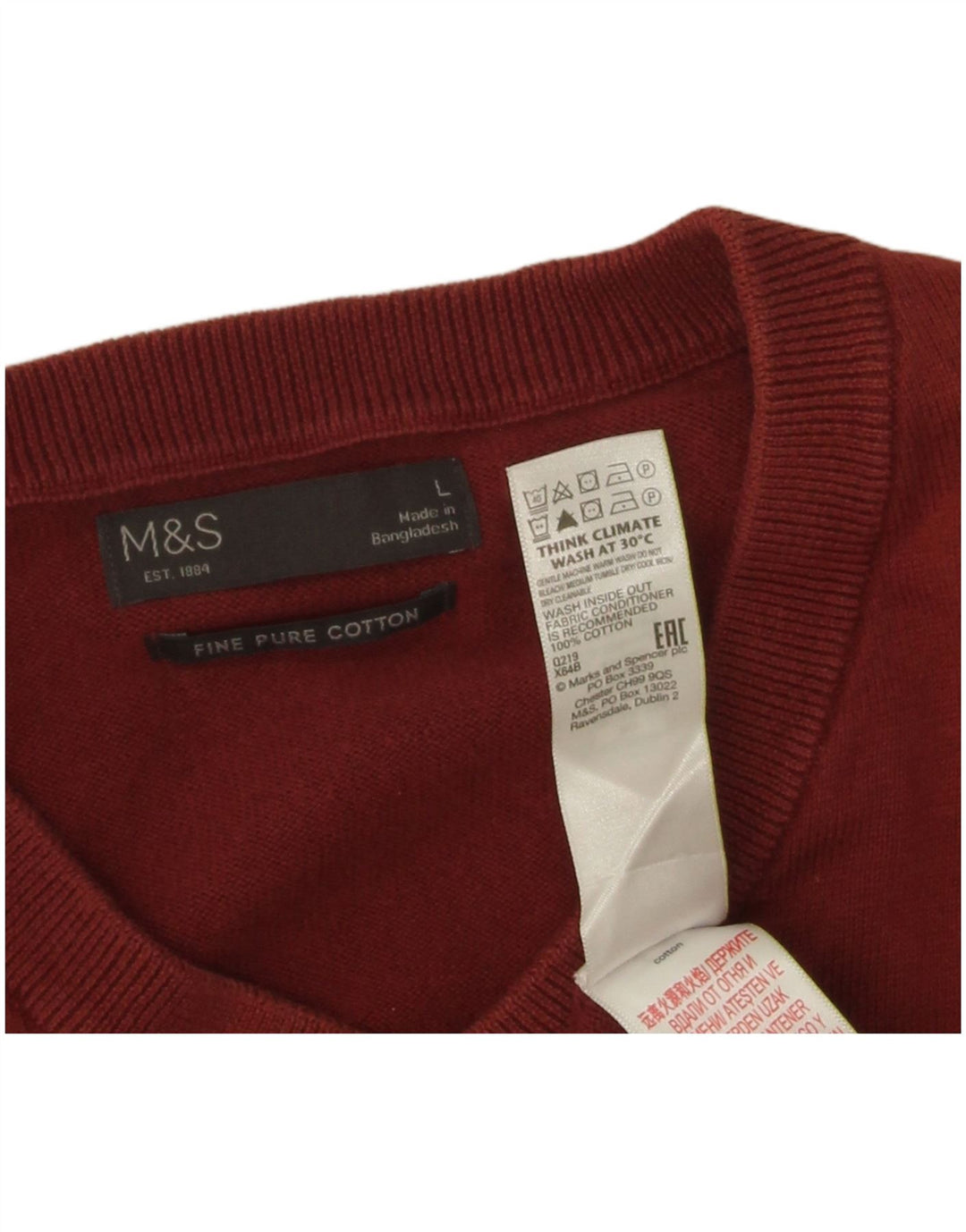 Marks & Spencer Herre V-hals sweater Stor rødbrun bomuld