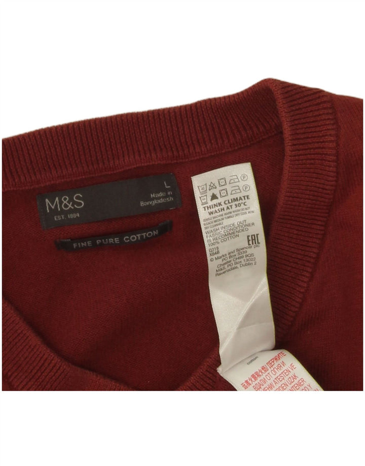 Marks & Spencer Herre V-hals sweater Stor rødbrun bomuld