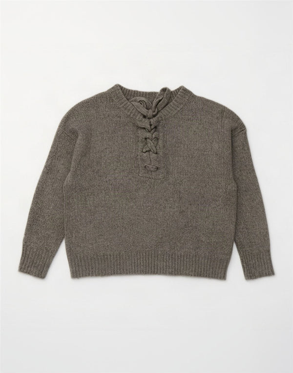 Zara Womens Oversized Crew Neck Jumper Sweater UK 10 Small Grey Acryl