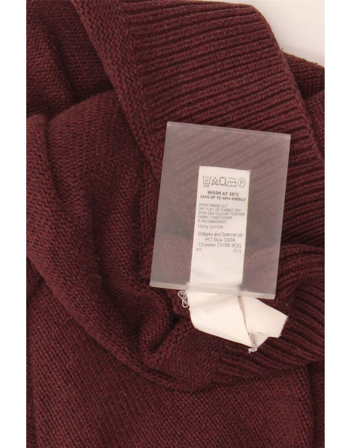 Marks & Spencer Herre Shawl Neck Jumper Sweater Medium Bourgogne Bomuld