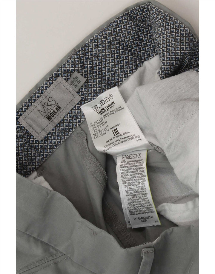 Marks & Spencer Herre Regular Chino Bukser W34 L29 Grå Bomuld