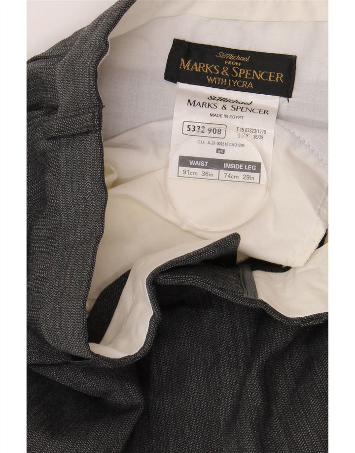 MARKS & SPENCER Lige Chinobukser til mænd W36 L29 Grå polyester