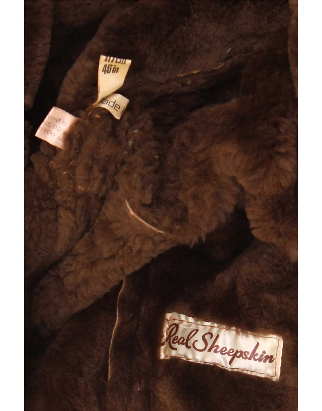 Vintage Herre Loose Fit Shearling Double Breasted Coat IT 46 Small Brown