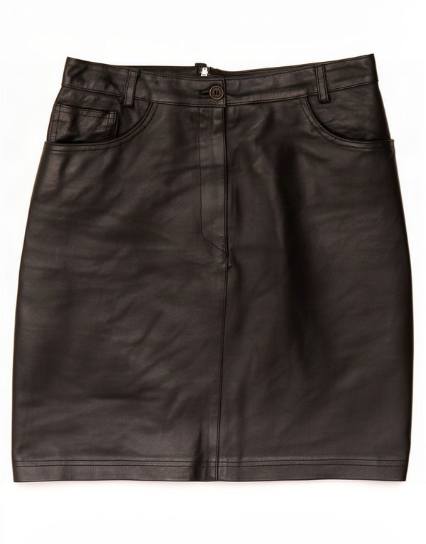 Vintage dame lædernederdel Medium W28 Sort