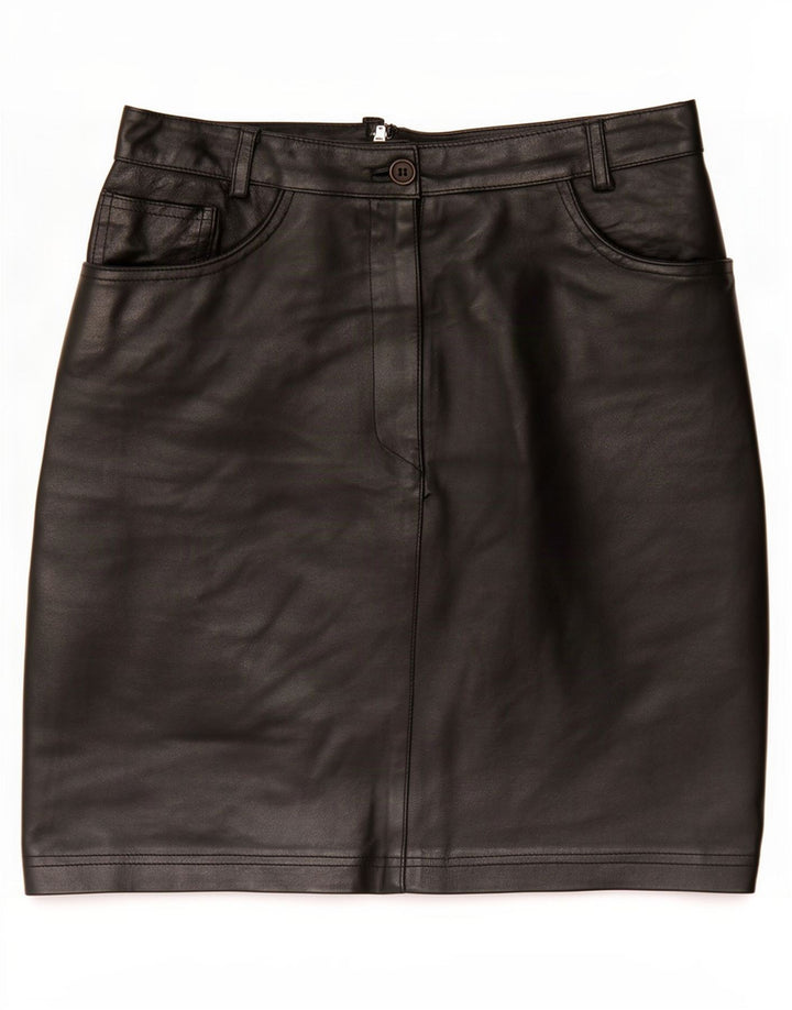 Vintage dame lædernederdel Medium W28 Sort