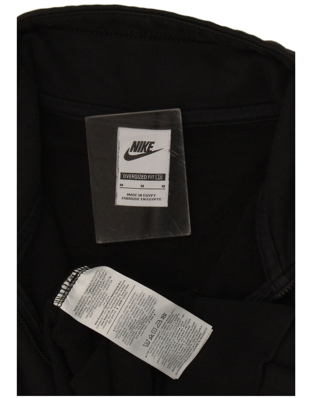 Nike Dame Oversized Grafisk Zip Neck Sweatshirt Jumper UK 14 Medium Sort
