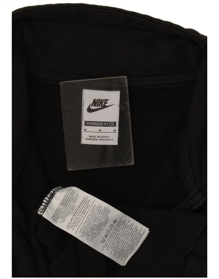 Nike Dame Oversized Grafisk Zip Neck Sweatshirt Jumper UK 14 Medium Sort