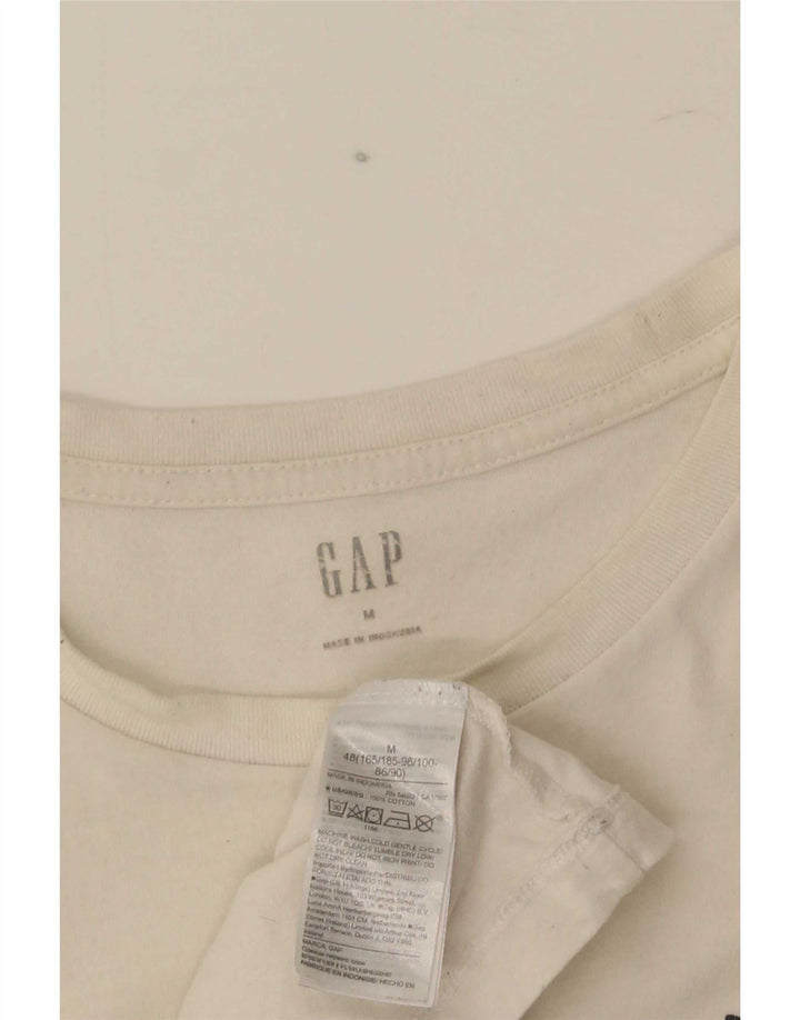 Gap Herre Grafisk T-Shirt Top Medium Hvid Bomuld