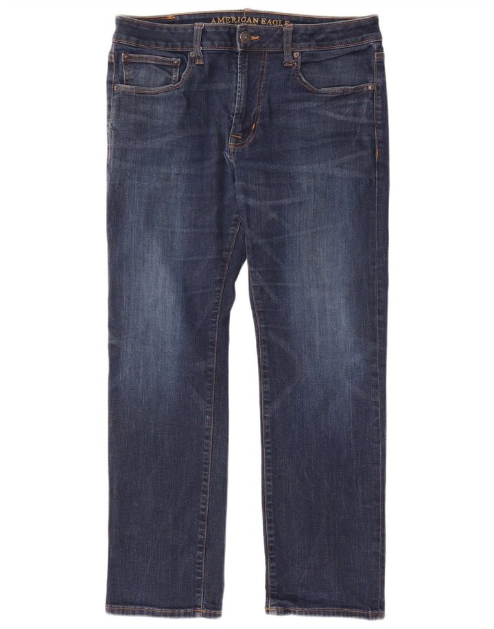 AMERICAN EAGLE OUTFITTERS Straight jeans til mænd W34 L30 Blå bomuld