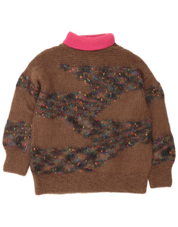 Vintage Dame Roll Neck Jumper Sweater UK 14 Large Brown Flecked