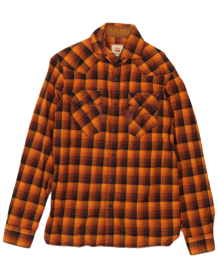 G-Star herreskjorte medium orange ternet bomuld