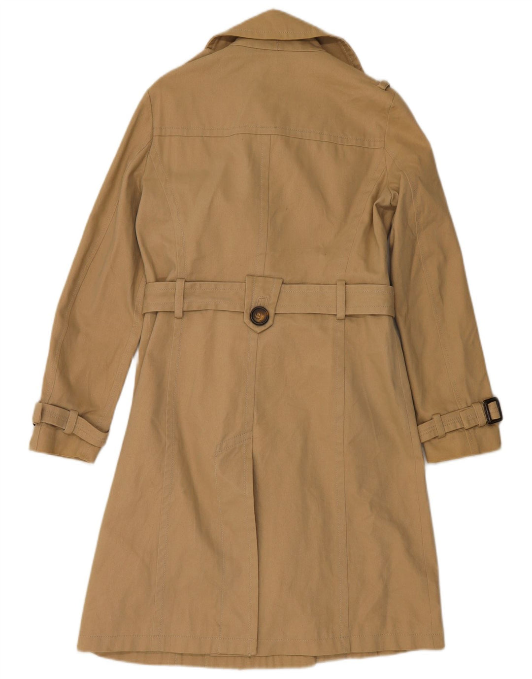 Zara Dame Dobbeltradet Trench Coat UK 14 Medium Beige Bomuld