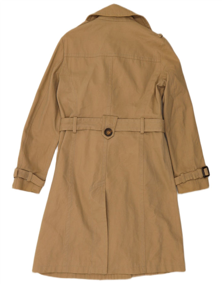 Zara Dame Dobbeltradet Trench Coat UK 14 Medium Beige Bomuld