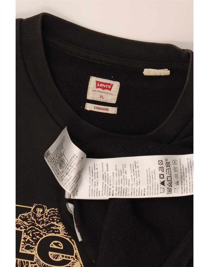 Levi's Herre Grafisk Standard Fit Sweatshirt Jumper XL Sort Bomuld