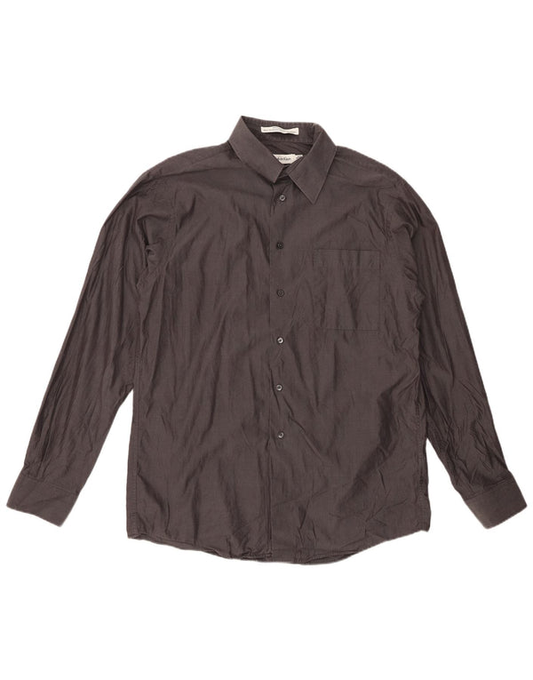 CALVIN KLEIN Herre Slim Fit skjorte str. 16 Large Grå Bomuld