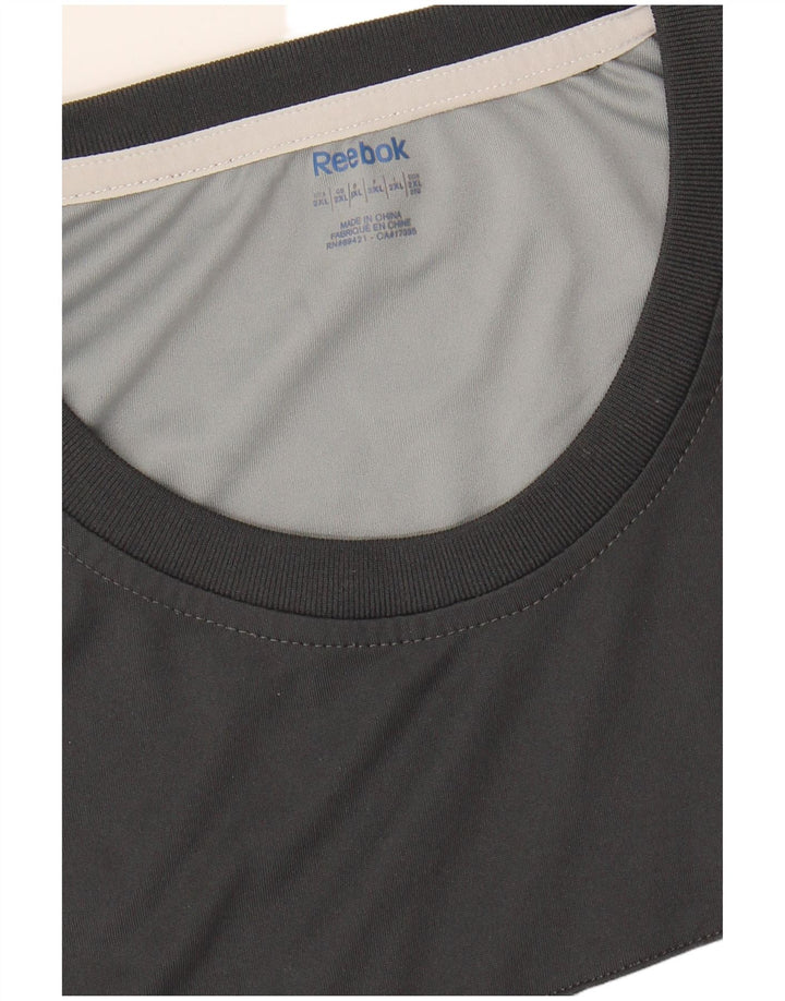 REEBOK Mens T-Shirt Top 2XL Black Colourblock