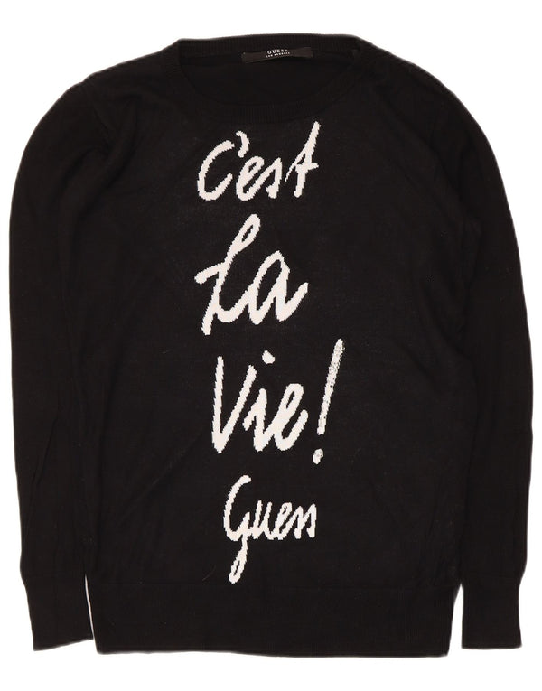 Guess grafisk oversize sweater med rund hals til kvinder UK 6 XS Sort