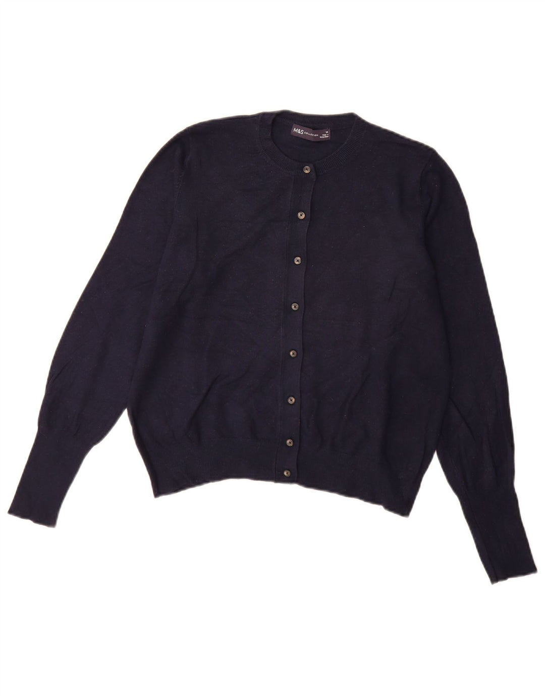 Marks & Spencer Dame Cardigan Sweater UK 14 Large Navy Blue Viscose